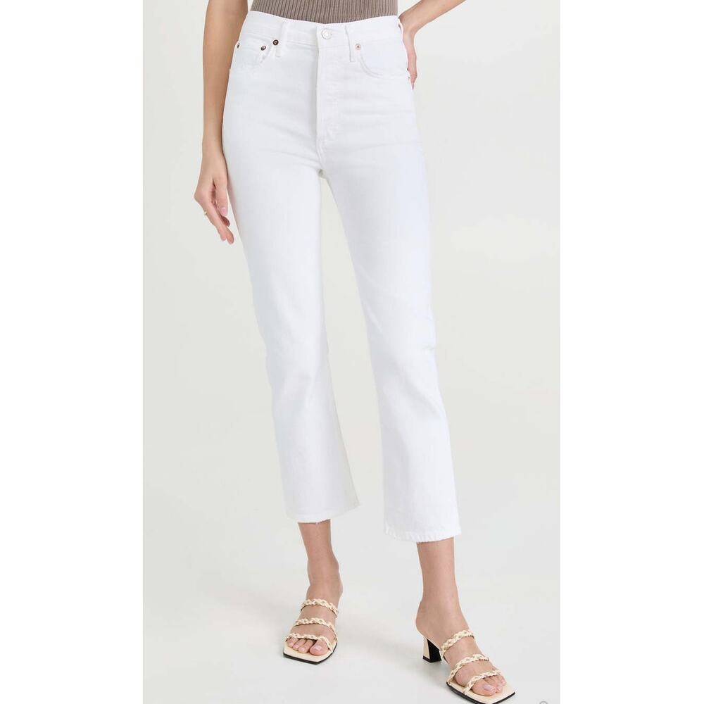 AGOLDE NWT Riley Crop Ankle Denim Jean in White Whip // 25 - Picture 12 of 13
